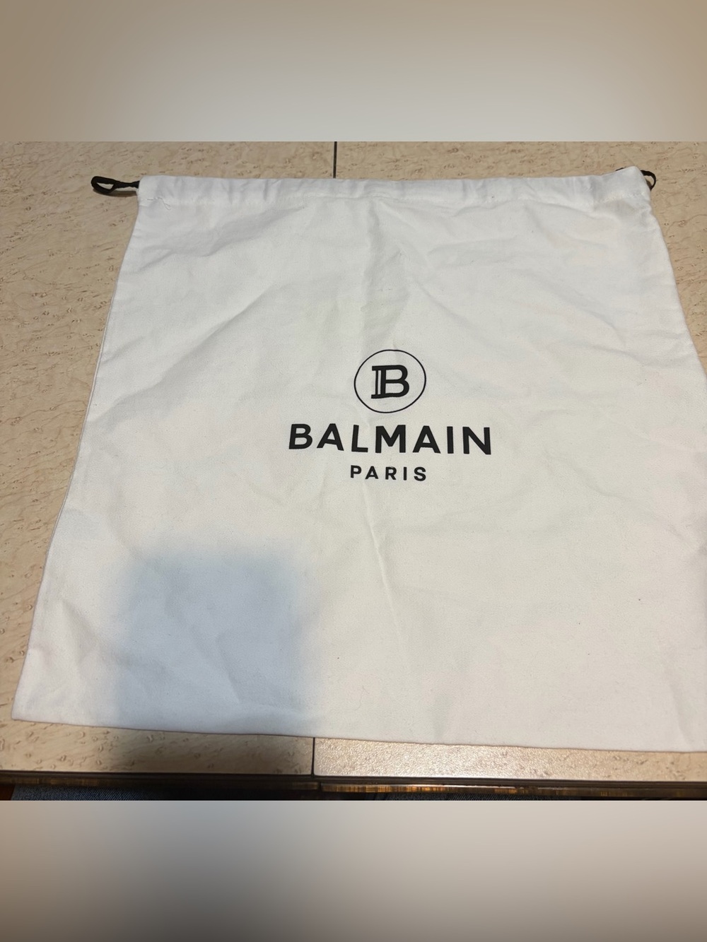 Balmain White Canvas Dust Bag with Black Logo 14 X 14